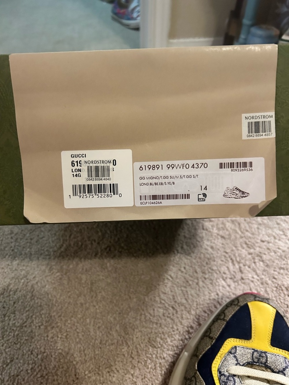 Gucci Rhyton sneakers in the Beige White Yellow'  color-way Size 14 Men’s - Picture 10 of 12